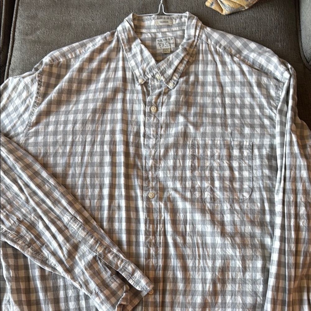 J. Crew Gray and White Plaid Men's Shirt
